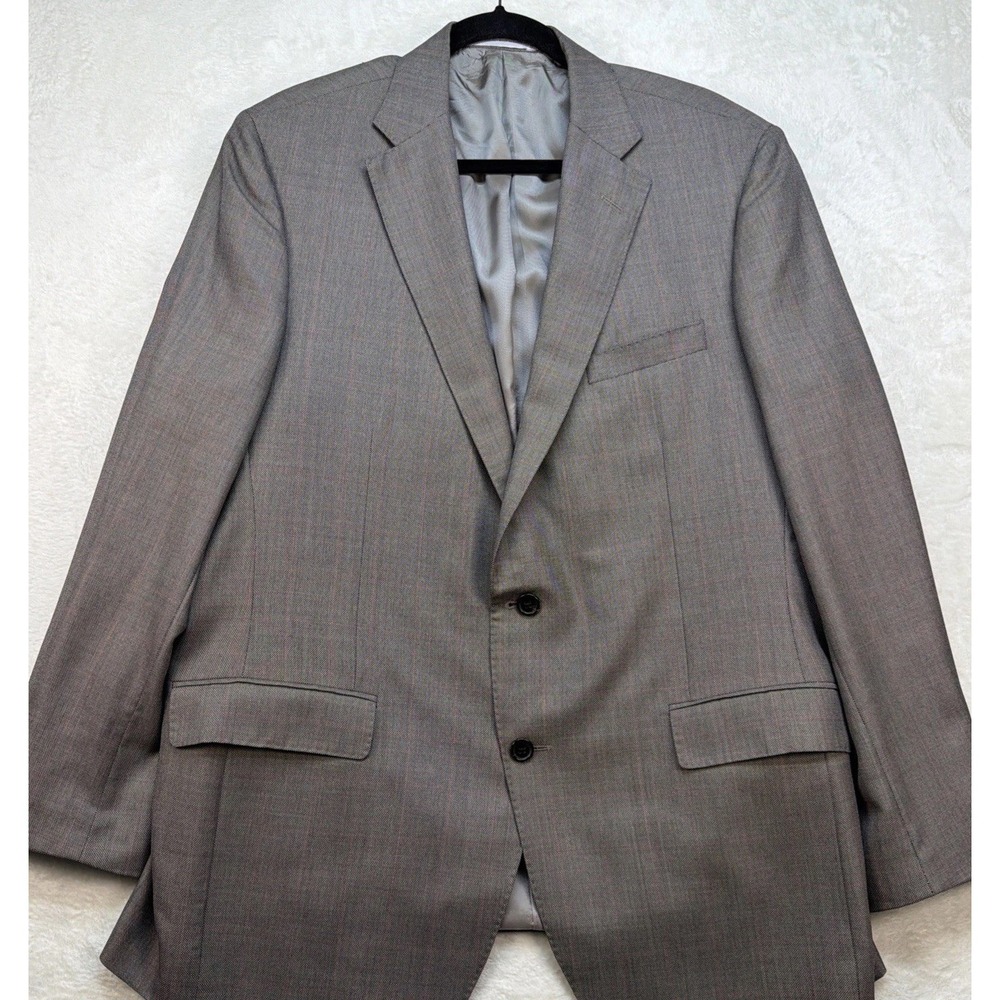 Samuelsohn Sport Coat Blazer 44L Brown Plaid Wool Silk Colombo Italy Mens